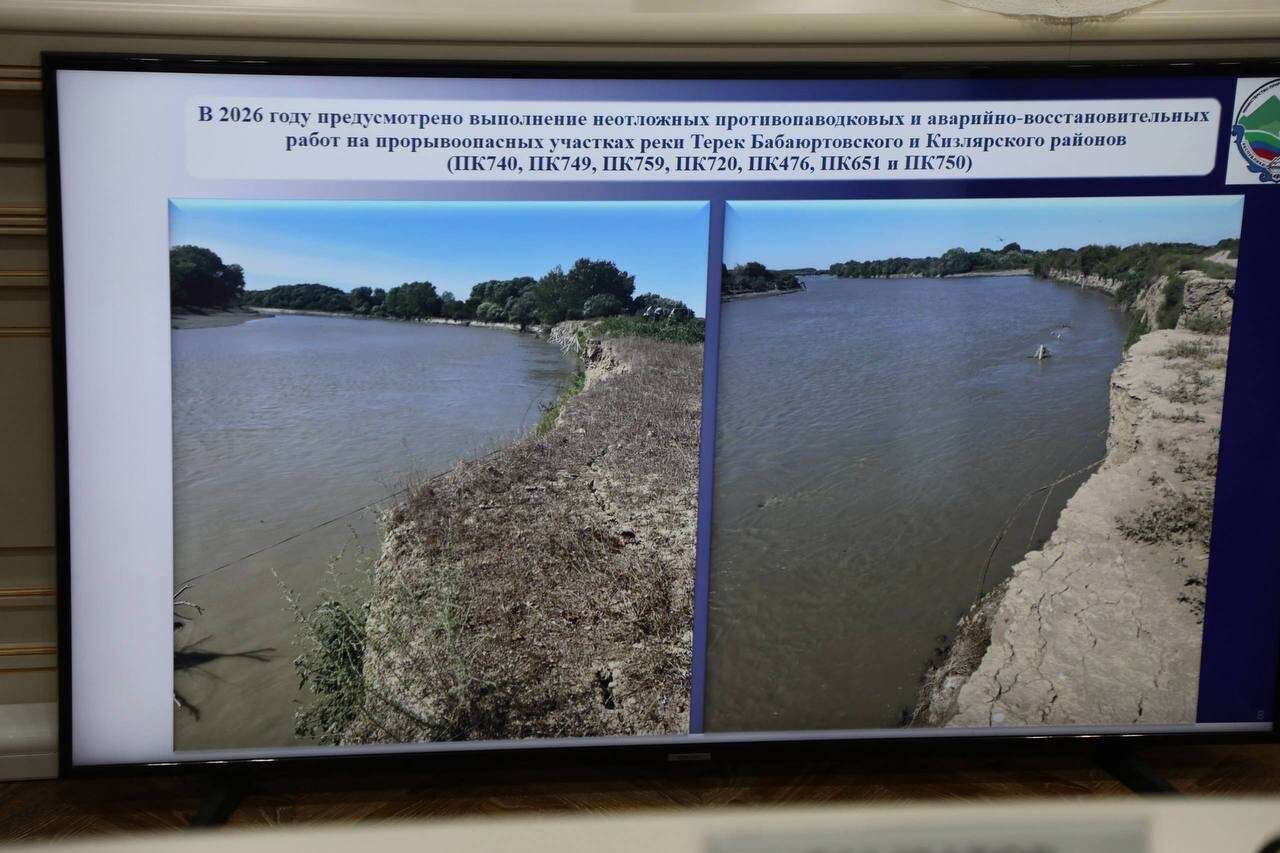 Аварийно-восстановительные работы завершены на 4 прорывоопасных участках валов реки Терек в Дагестане